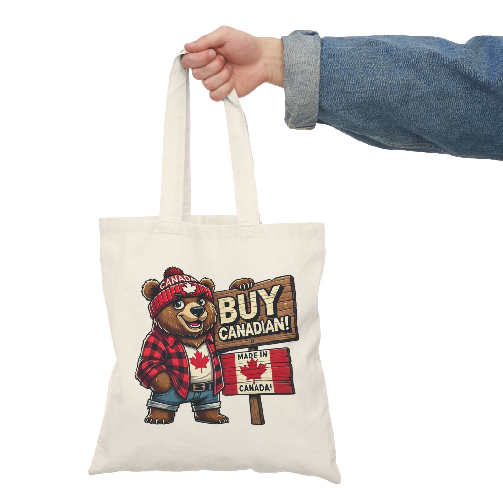 ๐ Buy Canadian Bear Tote Bag | Made in Canada ๐ป | Eco-Friendly Canvas - Image 3