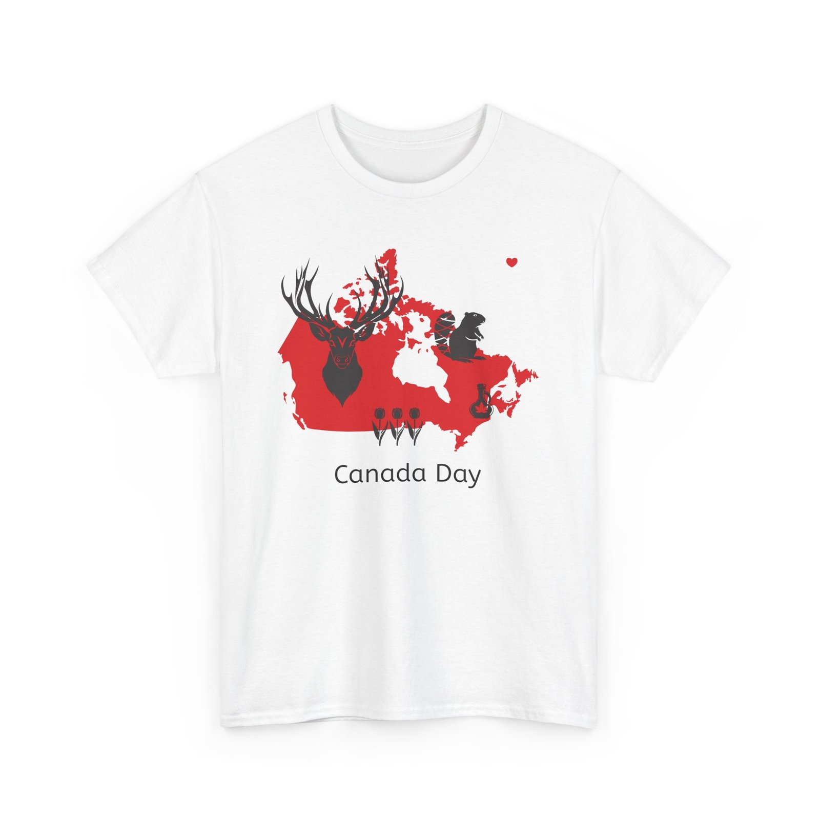 Canada Day T-Shirt with Red Map and Wildlife Icons đ¨đĻđĻ - Image 2