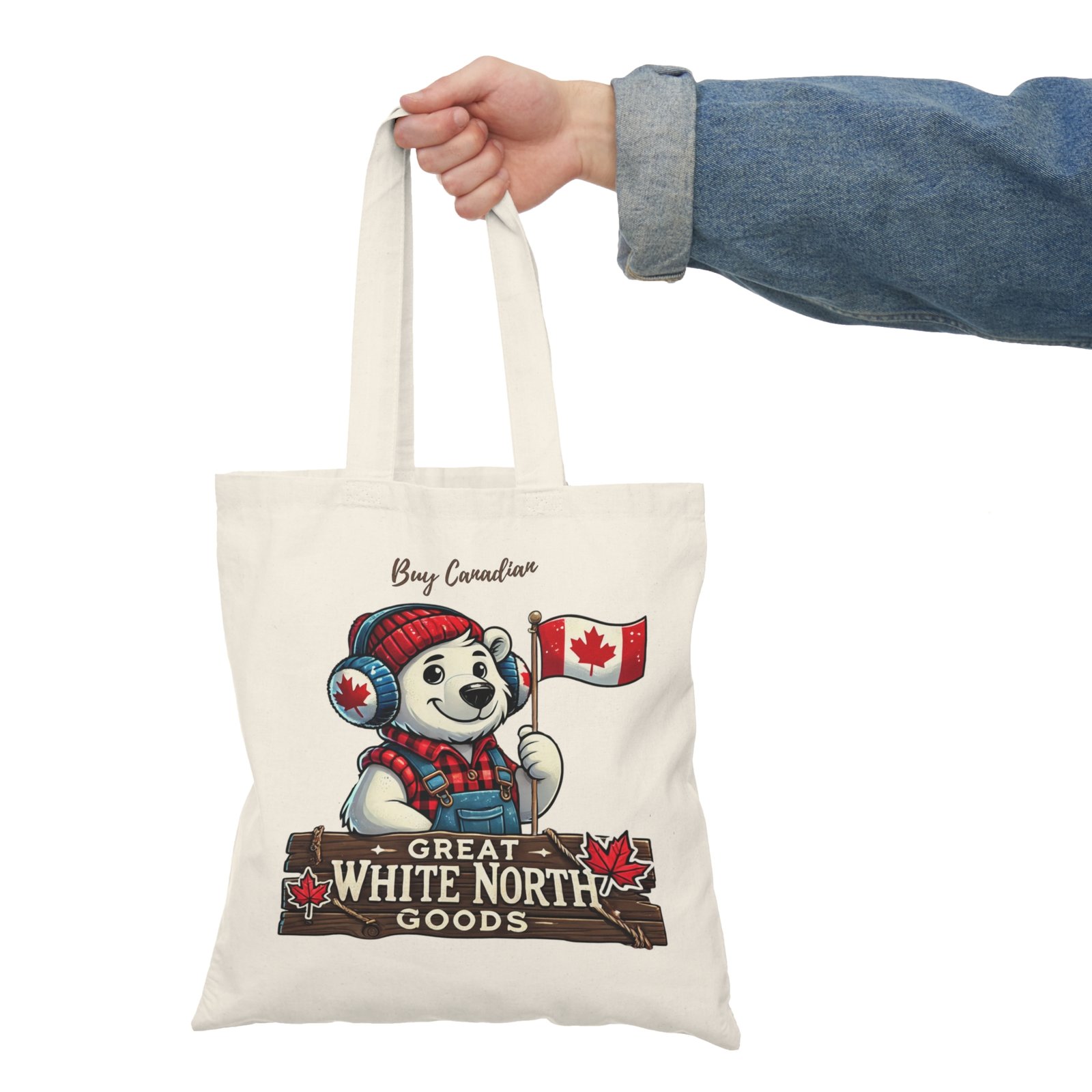 🍁 Great White North Goods Tote Bag | Buy Canadian 🇨🇦 | Double-Sided Eco Tote 🐻❄️ - Image 3