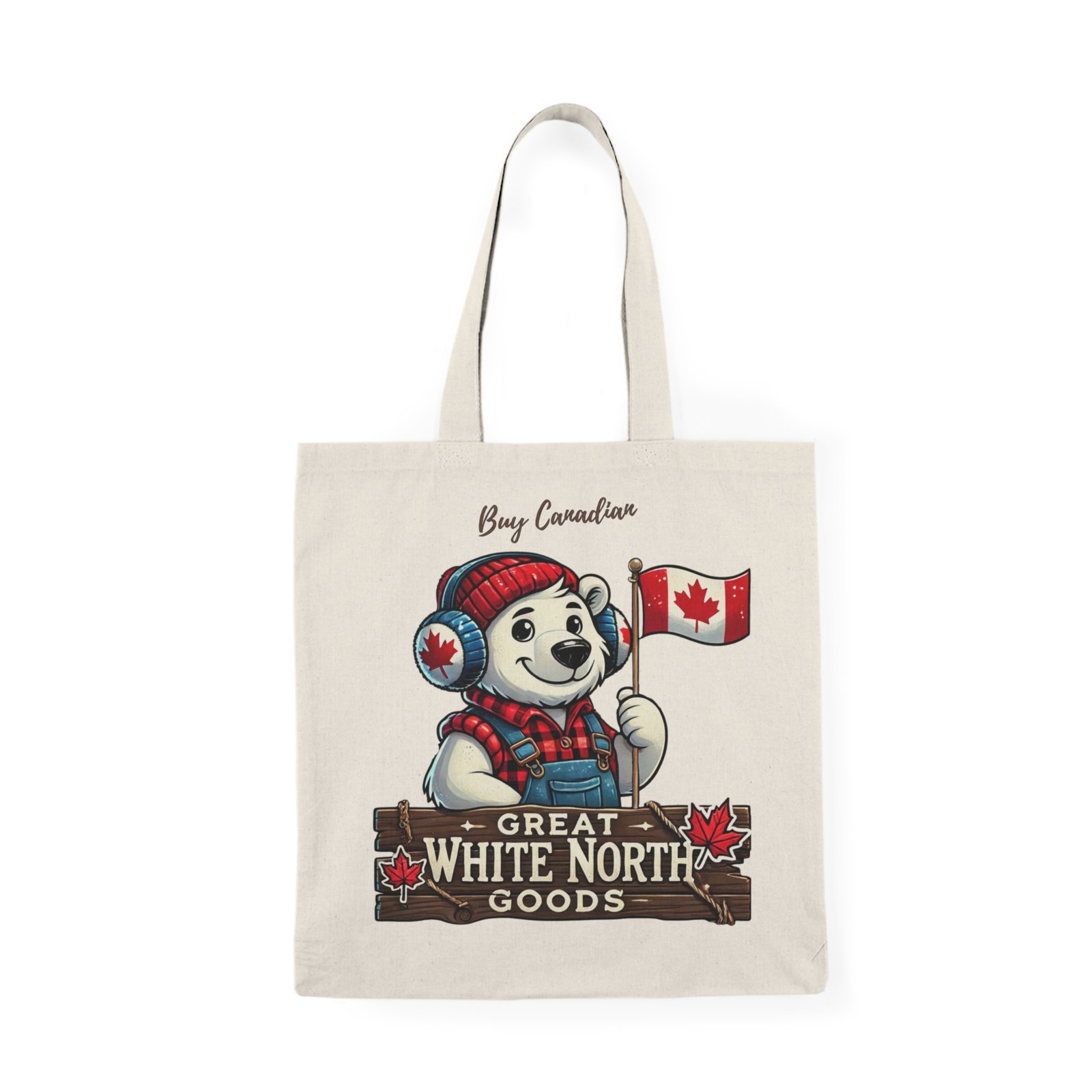 🍁 Great White North Goods Tote Bag | Buy Canadian 🇨🇦 | Double-Sided Eco Tote 🐻❄️