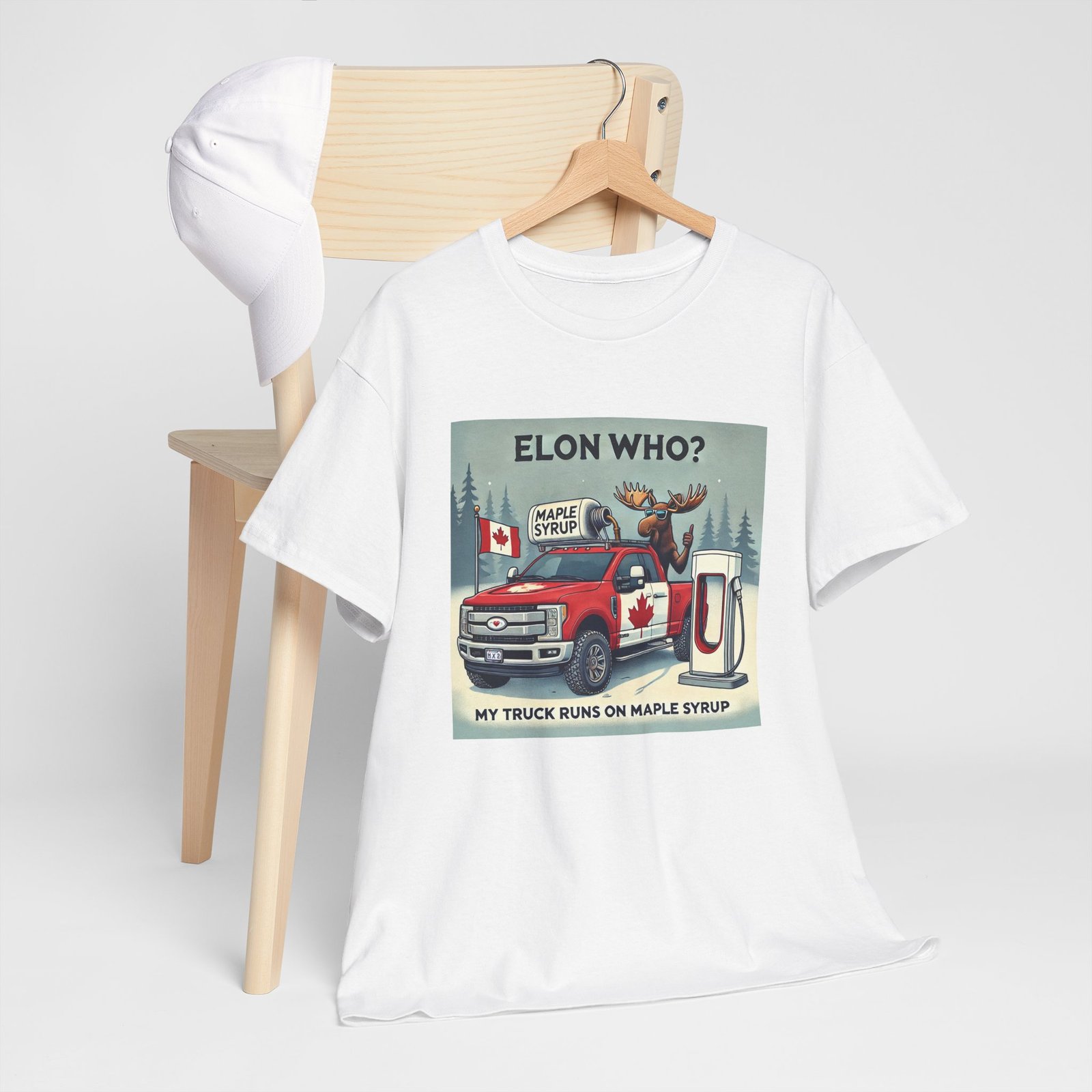 Elon Who? Funny Canadian Maple Syrup Truck Tee, Humorous T-Shirt - Image 4