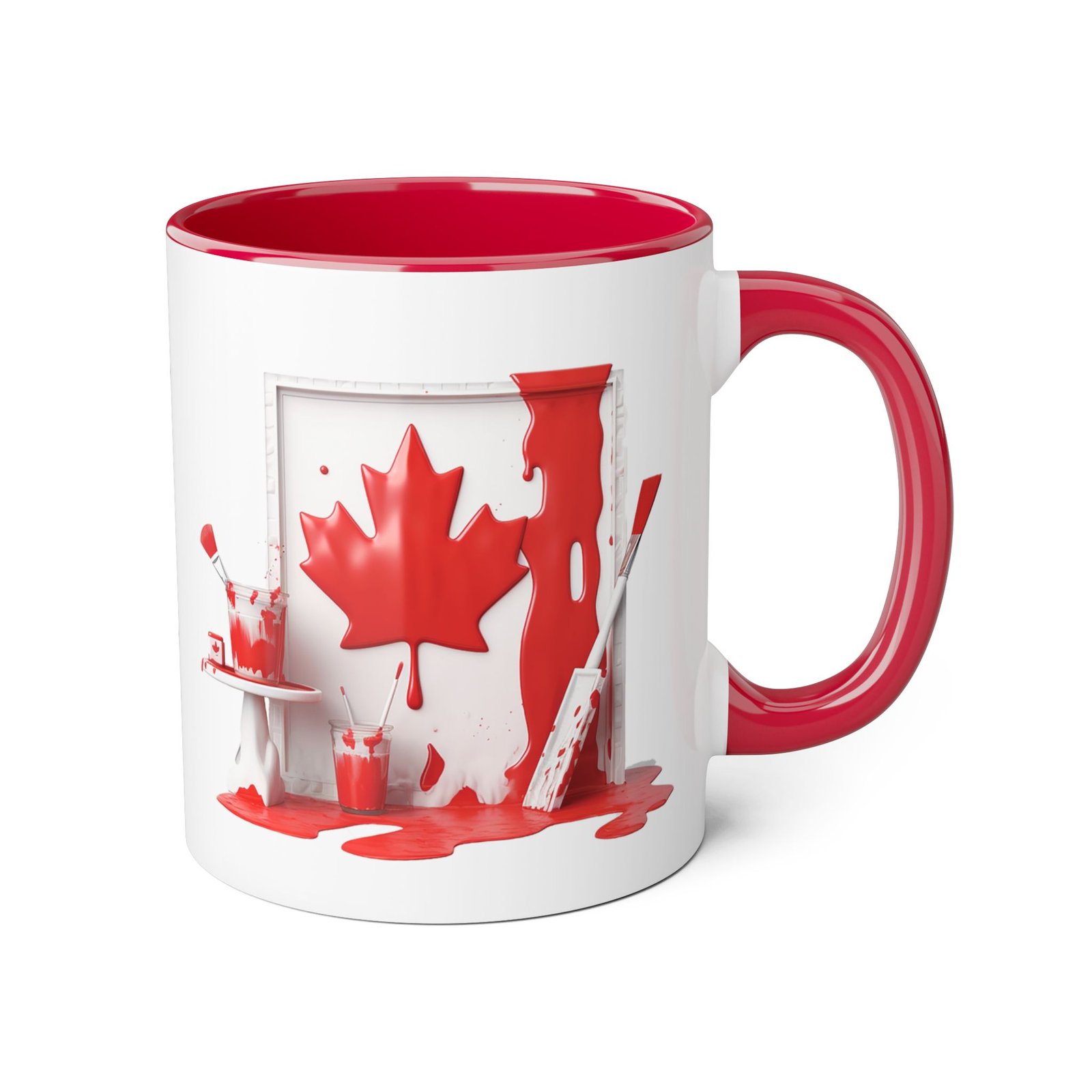 Canada Day Mug with Painted Maple Leaf & Brush Art ๐จ๐ฆ๐จ