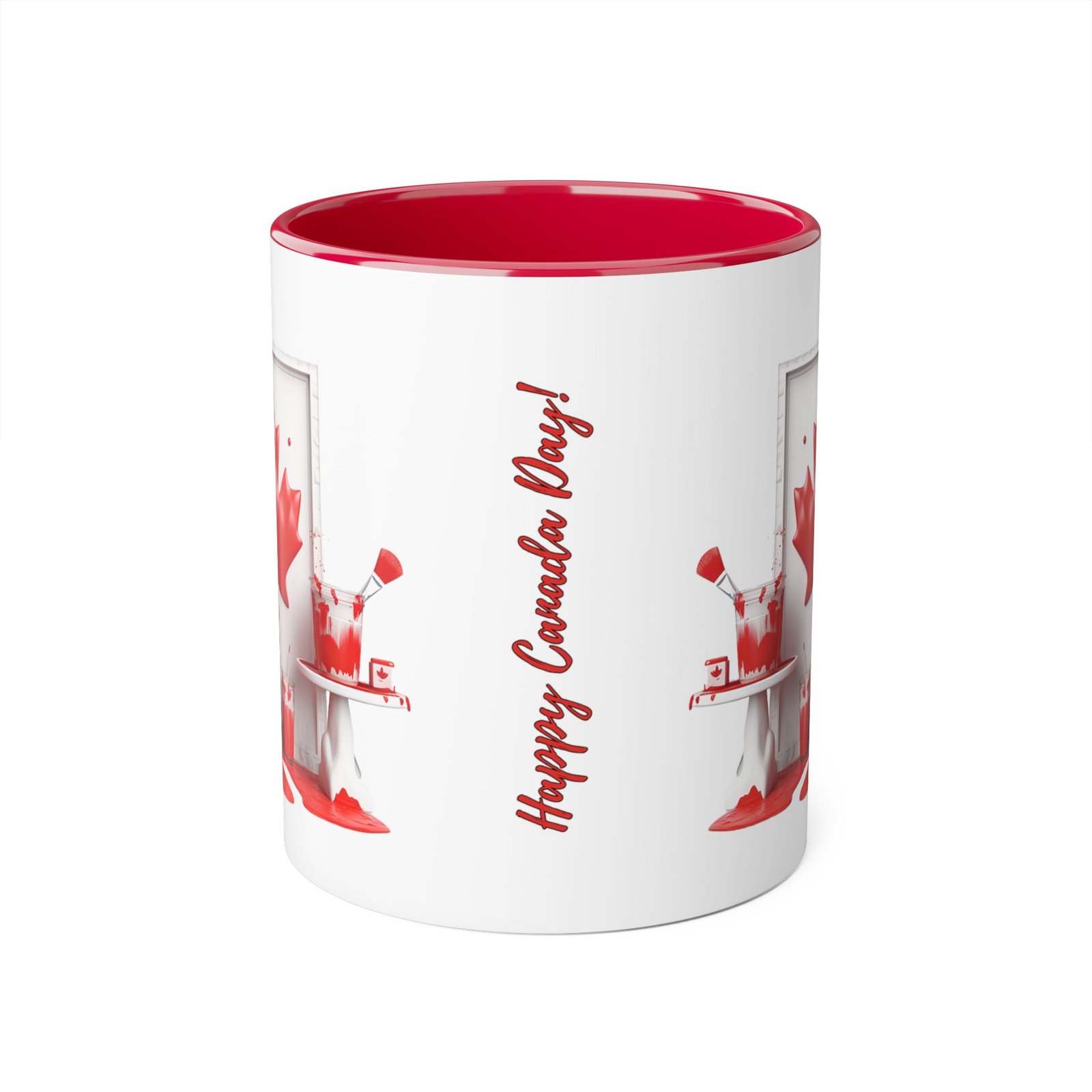 Canada Day Mug with Painted Maple Leaf & Brush Art ๐จ๐ฆ๐จ - Image 2