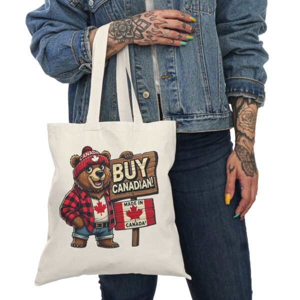 🍁 Buy Canadian Bear Tote Bag | Made in Canada 🐻 | Eco-Friendly Canvas - Image 2