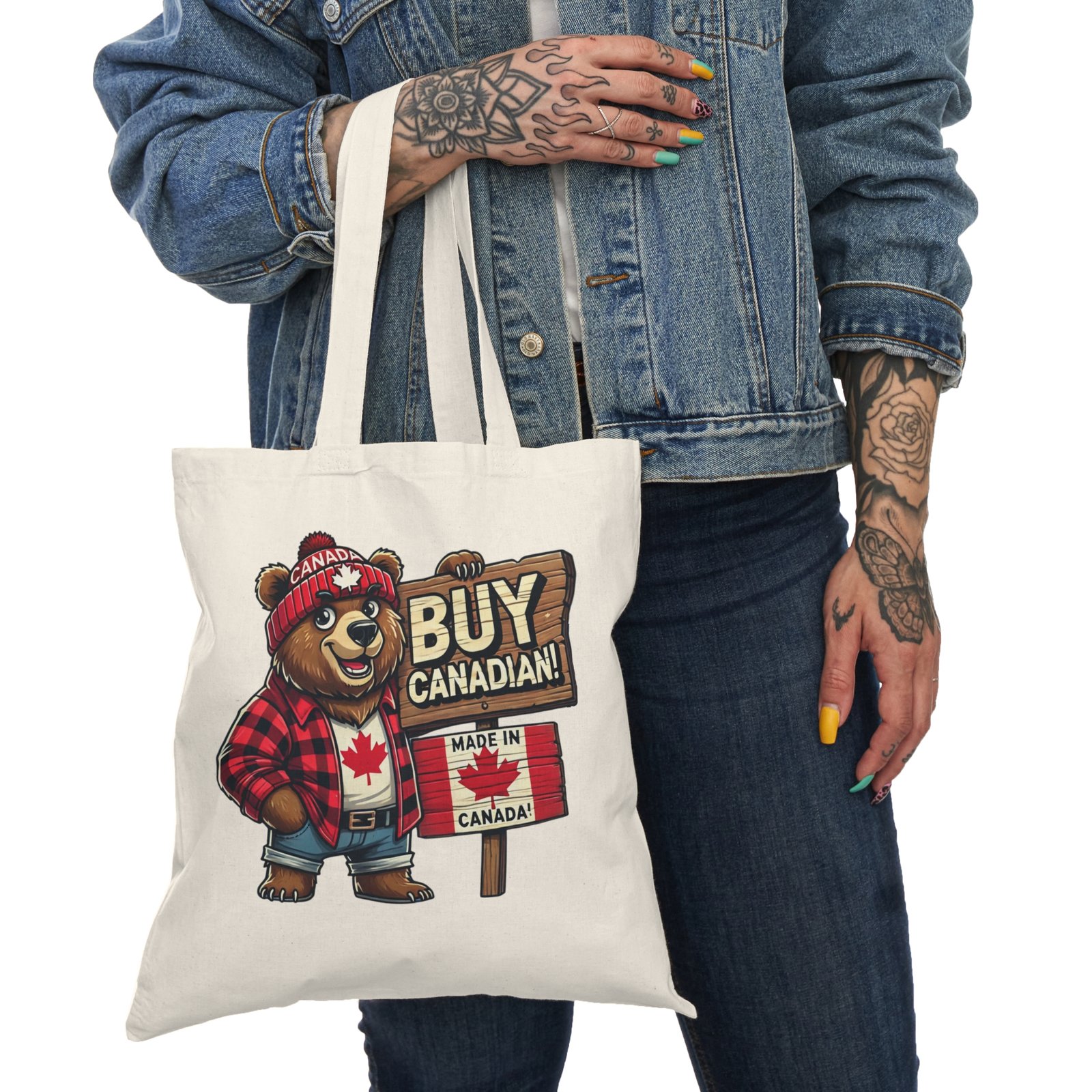 ๐ Buy Canadian Bear Tote Bag | Made in Canada ๐ป | Eco-Friendly Canvas - Image 2