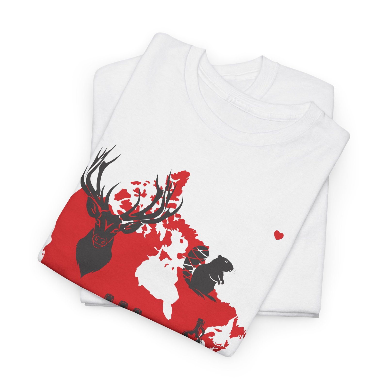 Canada Day T-Shirt with Red Map and Wildlife Icons đ¨đĻđĻ - Image 3