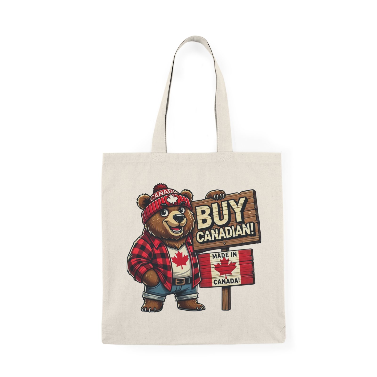 ๐ Buy Canadian Bear Tote Bag | Made in Canada ๐ป | Eco-Friendly Canvas