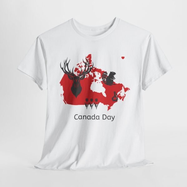 Canada Day T-Shirt with Red Map and Wildlife Icons 🇨🇦🦌