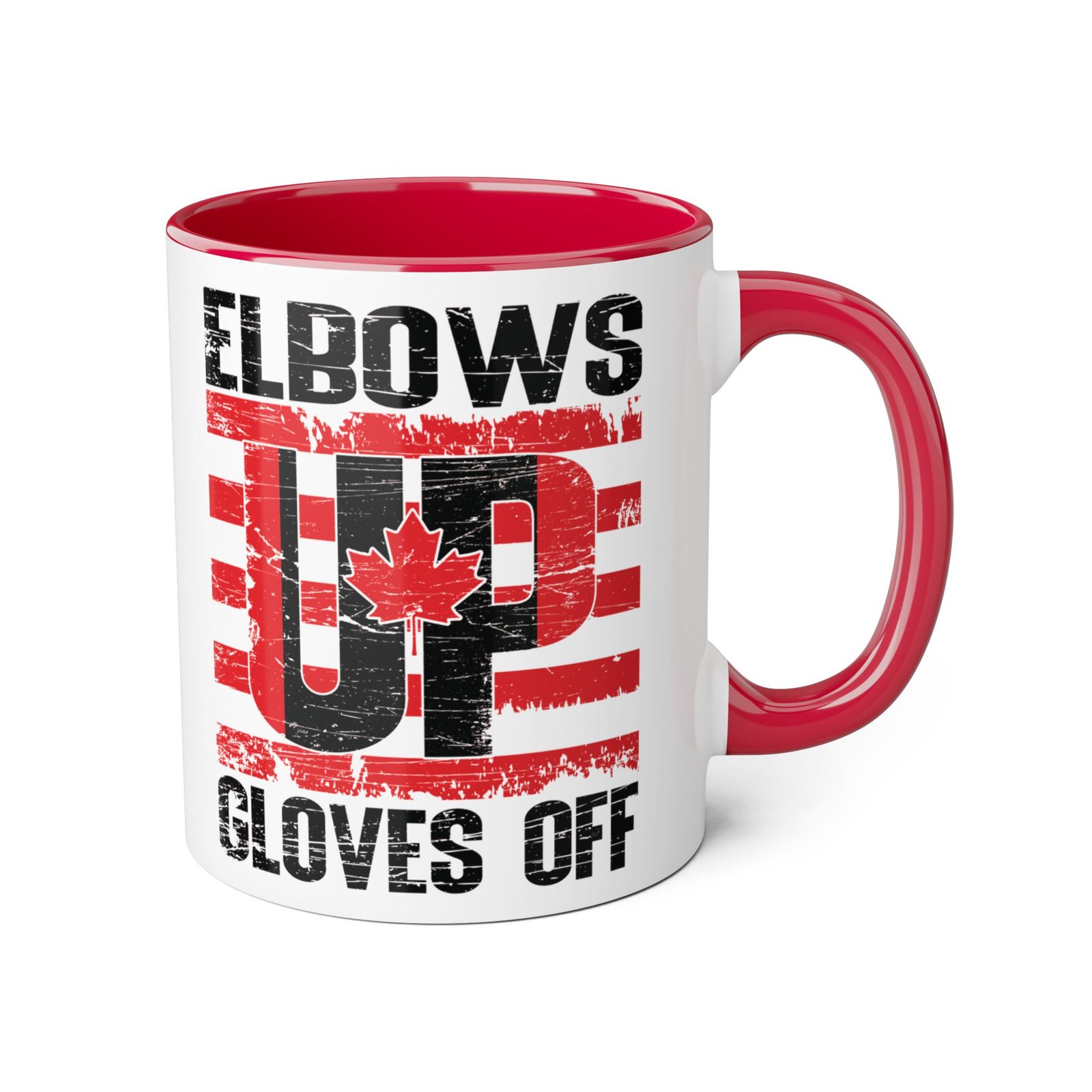 Elbows Up Gloves Off β Canada Rebel Accent Mug ππ₯π¨π¦