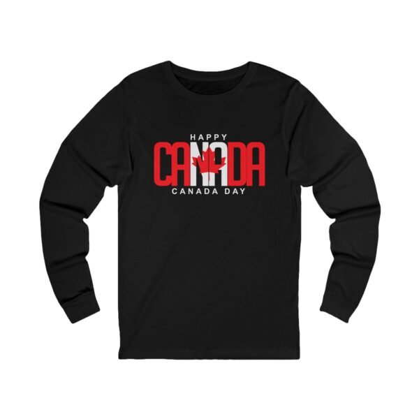 Happy Canada Day Long Sleeve Tee with Bold Red Lettering 🇨🇦🖤