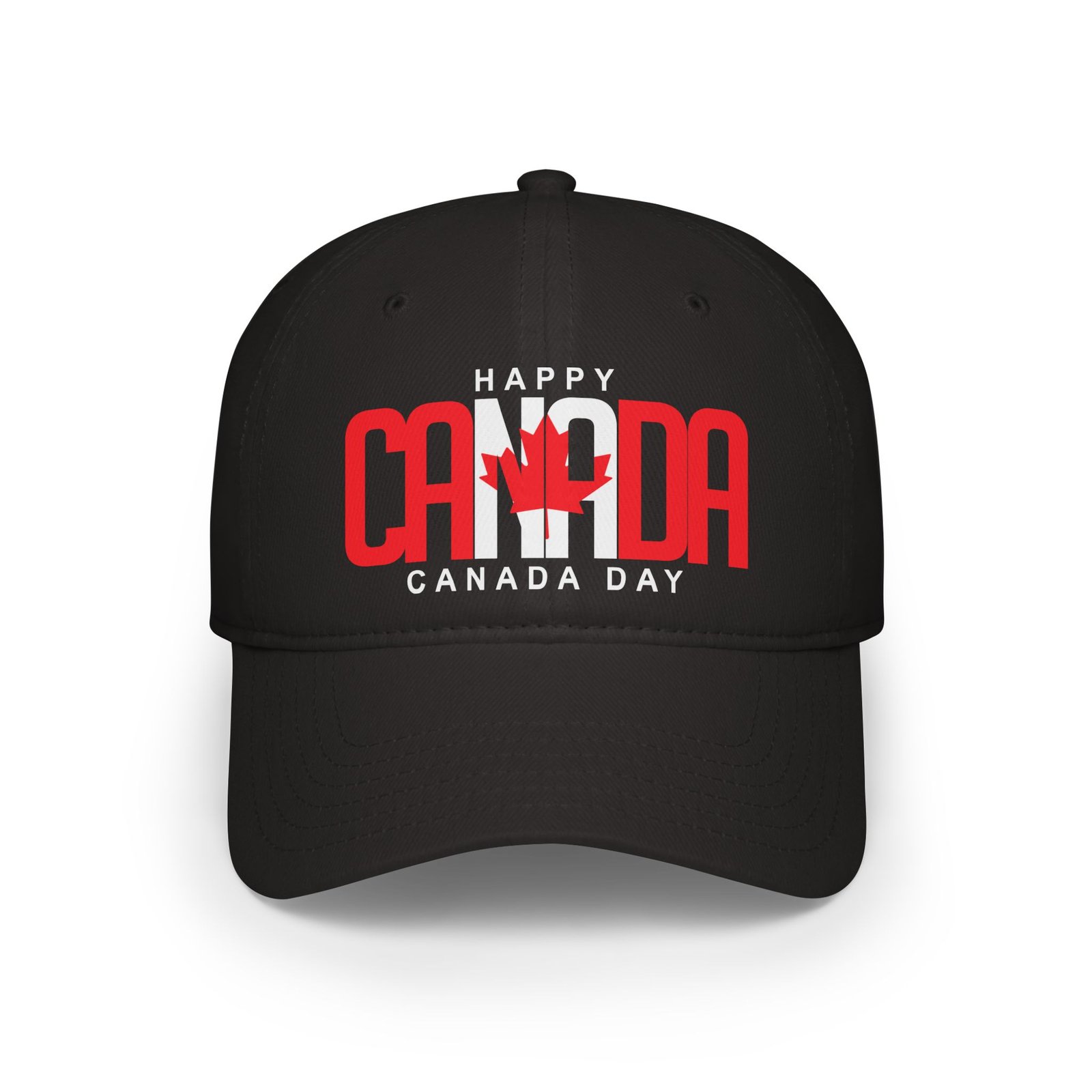 Happy Canada Day Baseball Cap with Bold Red Lettering ๐จ๐ฆ๐งข
