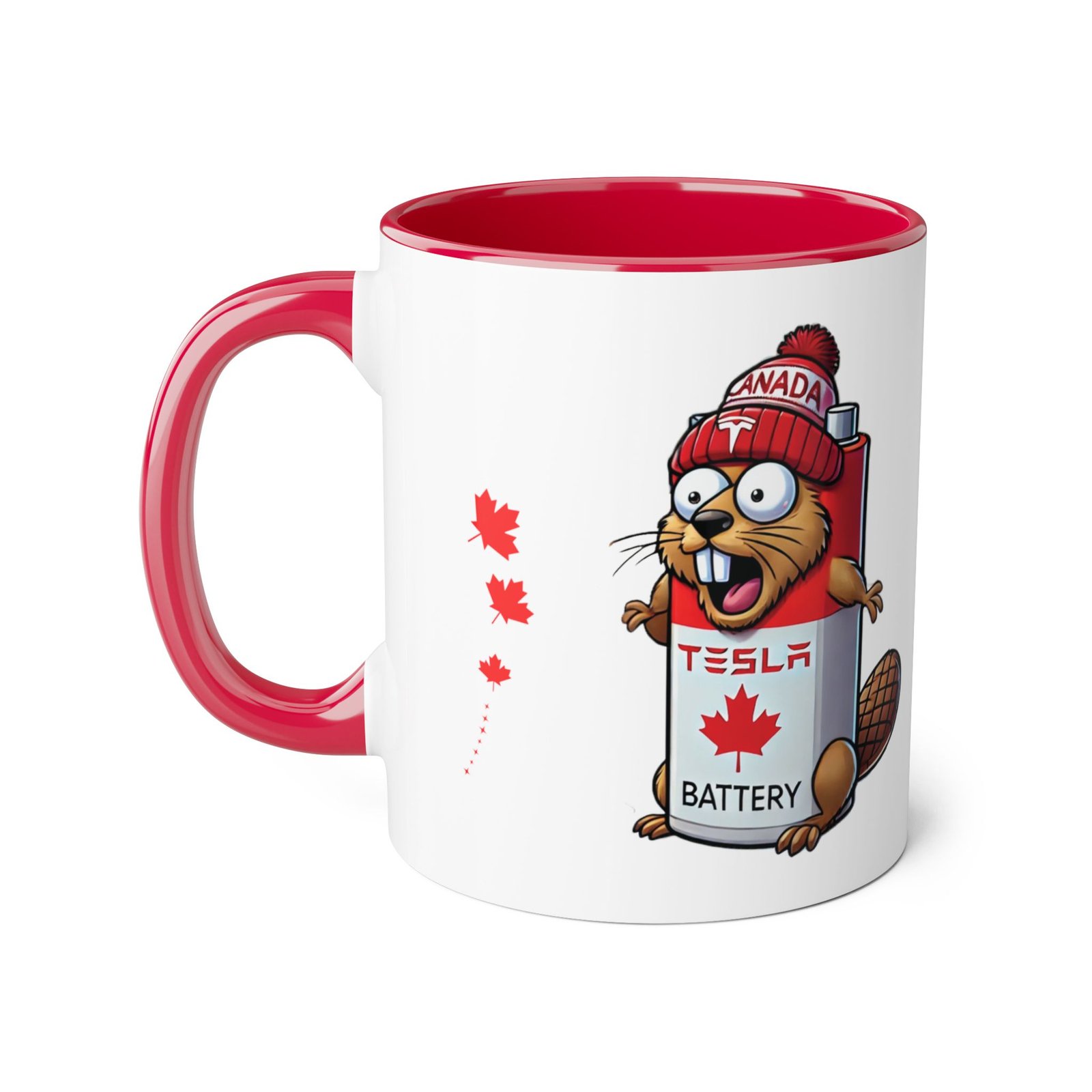 Tesla Beaver Battery - Funny Canadian Accent Mug 🇨🇦⚡️ - Image 3