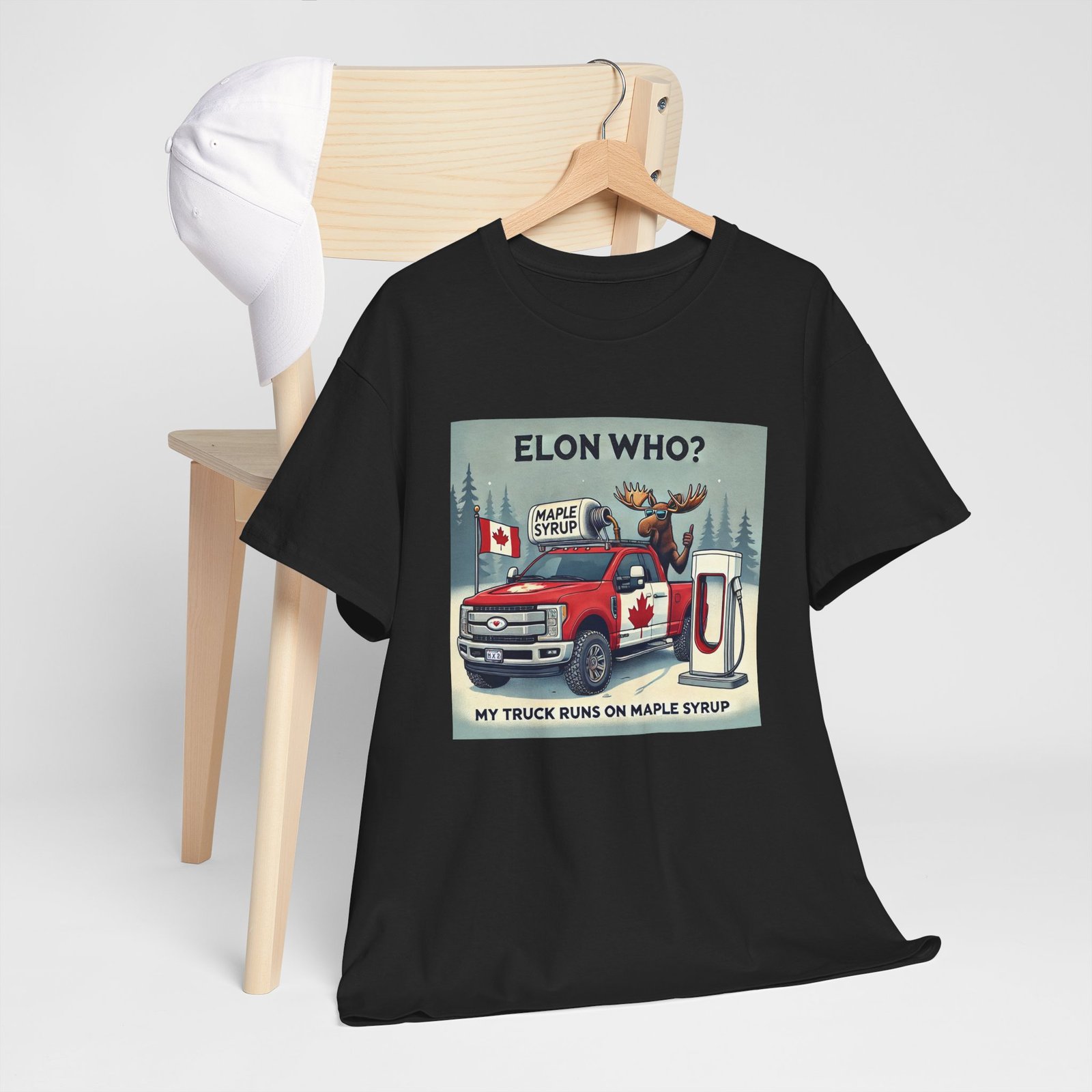 Elon Who? Funny Canadian Maple Syrup Truck Tee, Humorous T-Shirt - Image 9